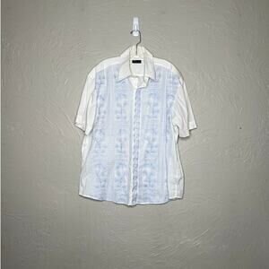 7 Diamonds Men's XXL White Embroidered Button Up Shirt